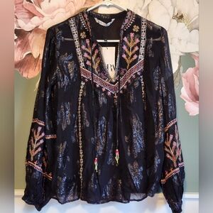 Embroidered Black Blouse